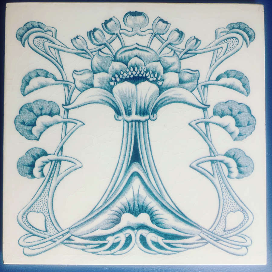 Art Nouveau English Marsden Tile Co. Floral naturalistic tile c.1900.