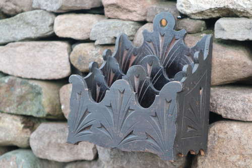 Victorian Gothic stationery / letter rack wall hanging c.1860.