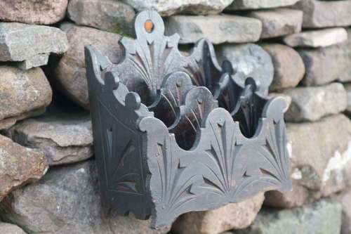 Victorian Gothic stationery / letter rack wall hanging c.1860.