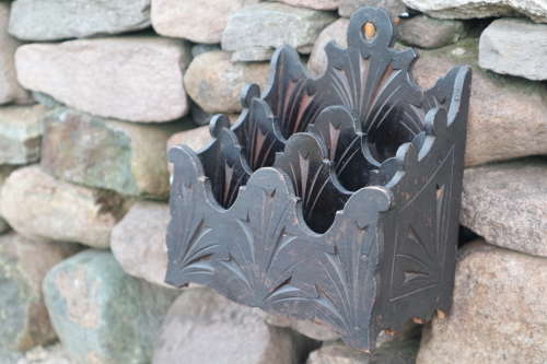 Victorian Gothic stationery / letter rack wall hanging c.1860.