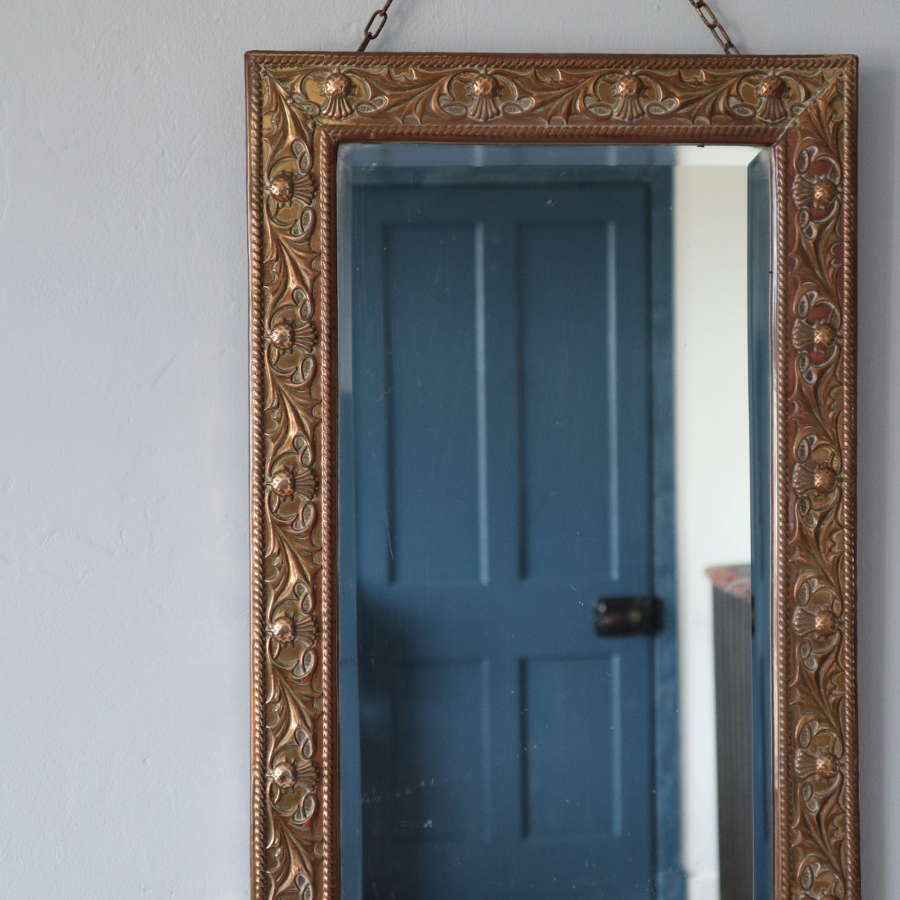 Arts & Crafts Style brass Scottish thistle wall mirror 1920s/1930s.