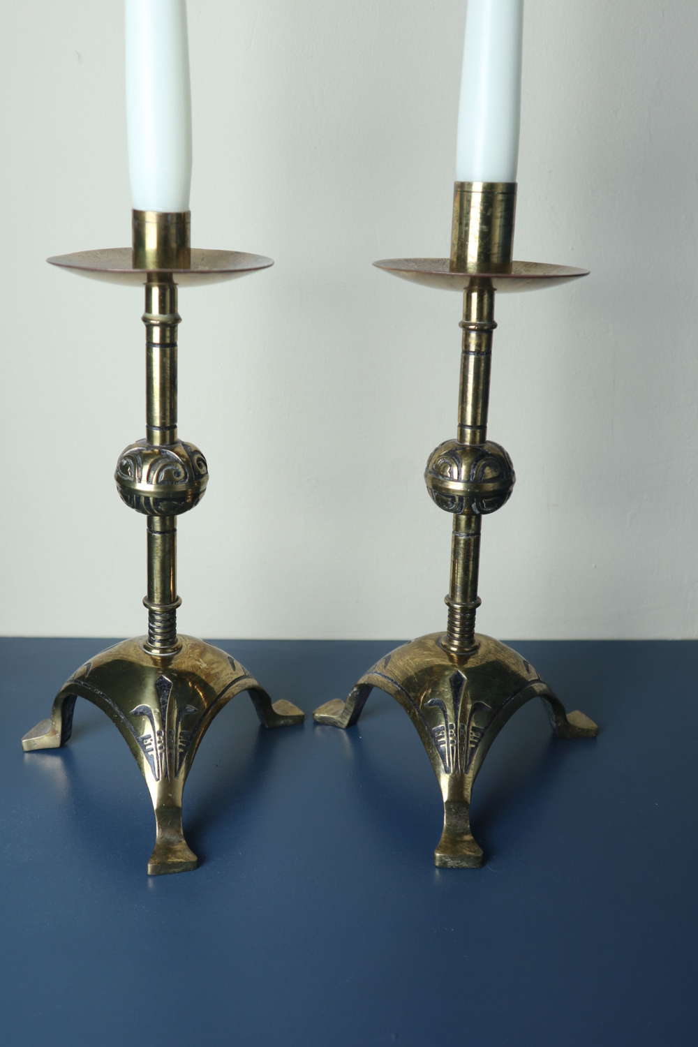 Pair of Hart, Son, Peard & Co, Gothic Revival Candlesticks c.1877