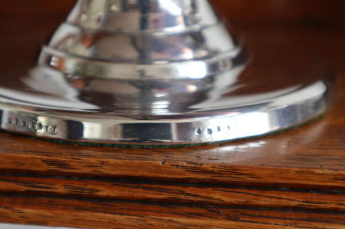 Arts & Crafts / Art Deco, silver plated compote & candlesticks c.1920.