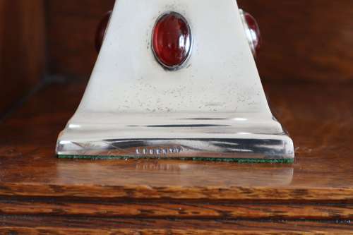 Arts & Crafts / Art Deco, silver plated compote & candlesticks c.1920.