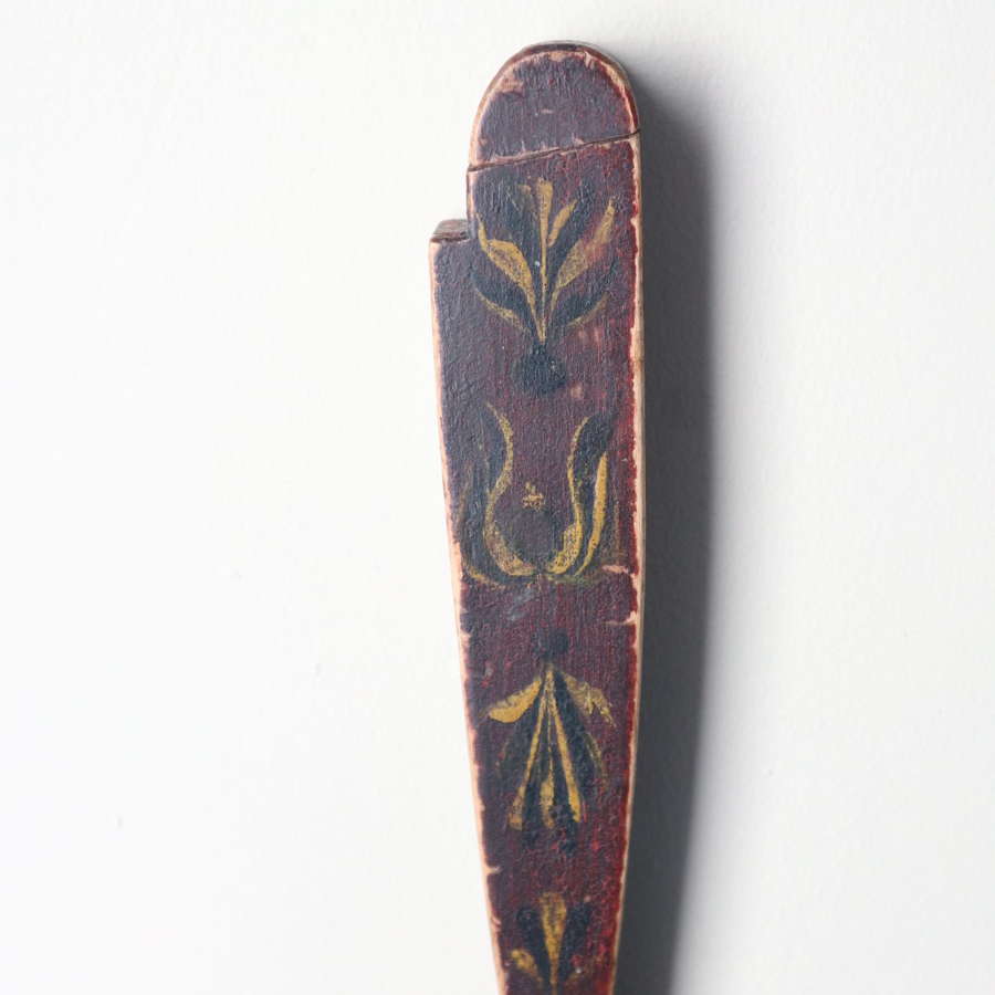 Swedish 'Folk Art' wooden knife-slide box painted decoration c.1825.