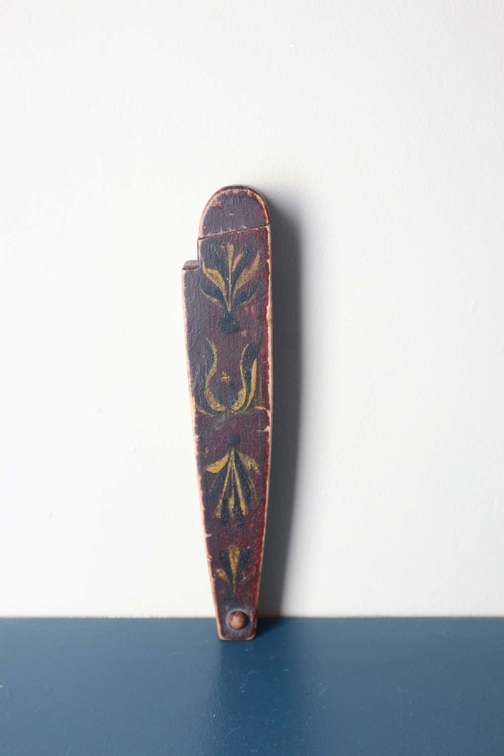 Swedish 'Folk Art' wooden knife-slide box painted decoration c.1825.