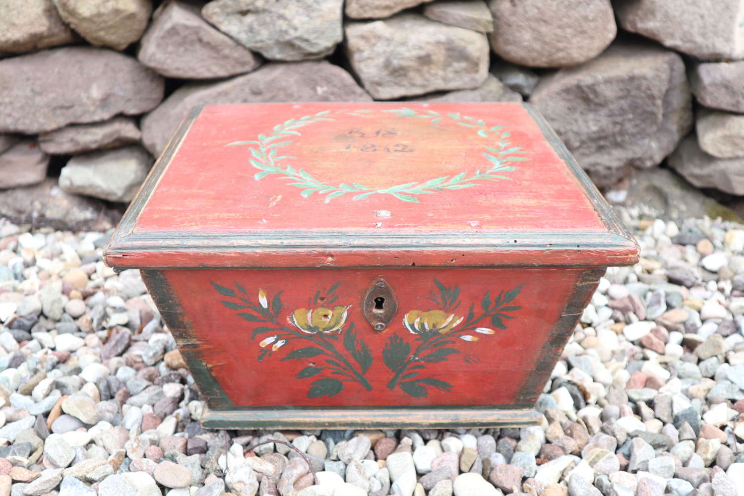 Scandinavian / Swedish Folk Art painted box Jämtland region 1812.