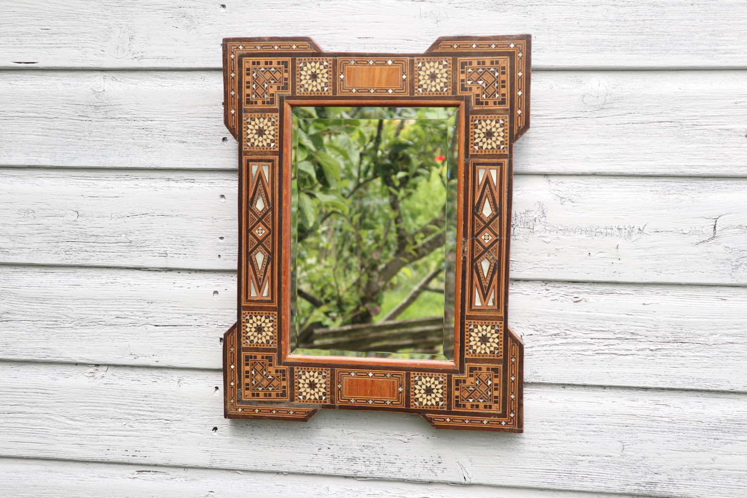 Moroccan, Mother of Pearl mosaic inlay & parquetry frame mirror c.1925