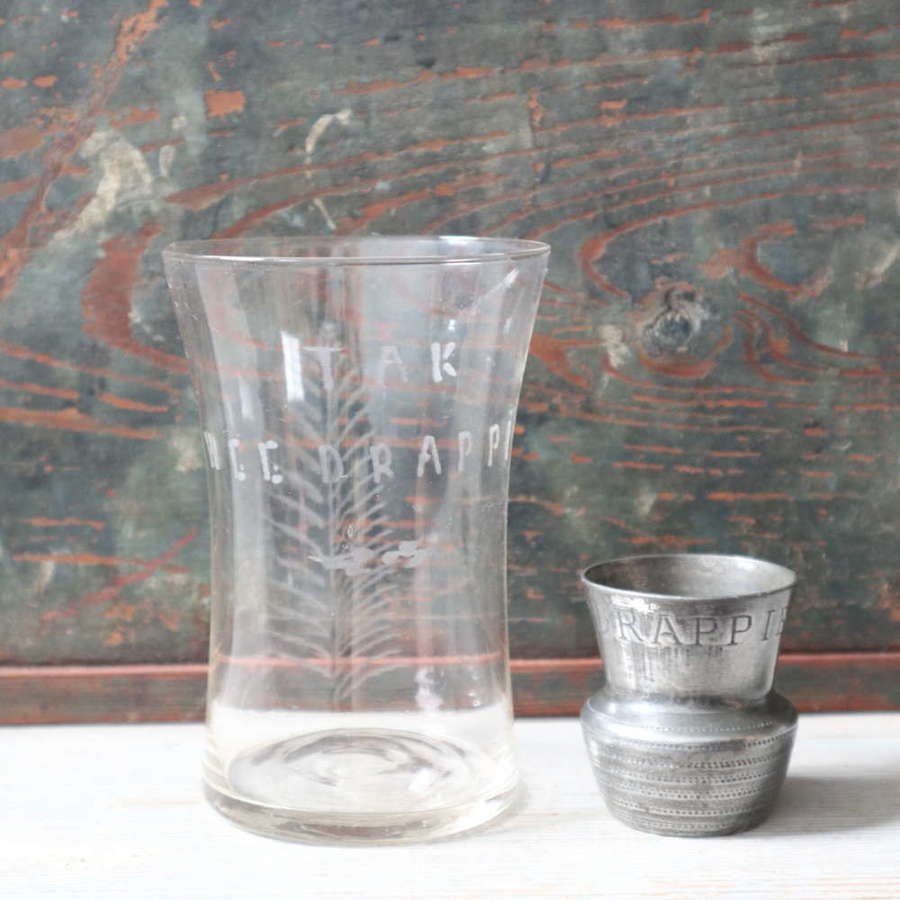 19th Century Scots motto thistle whisky tot & fern etched glass