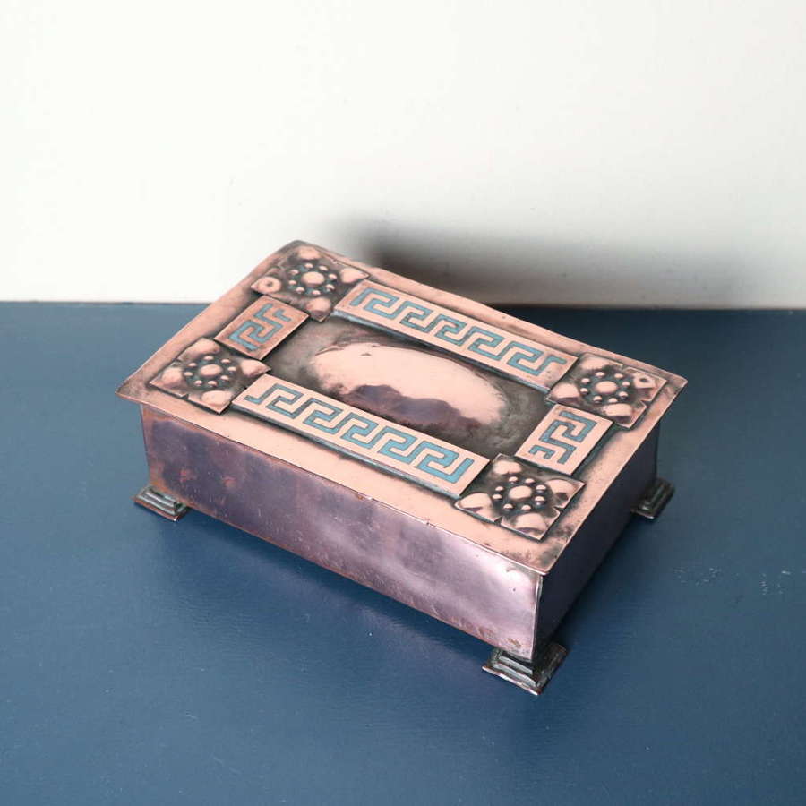 Arts & Crafts movement copper & enamel jewellery box c.1890