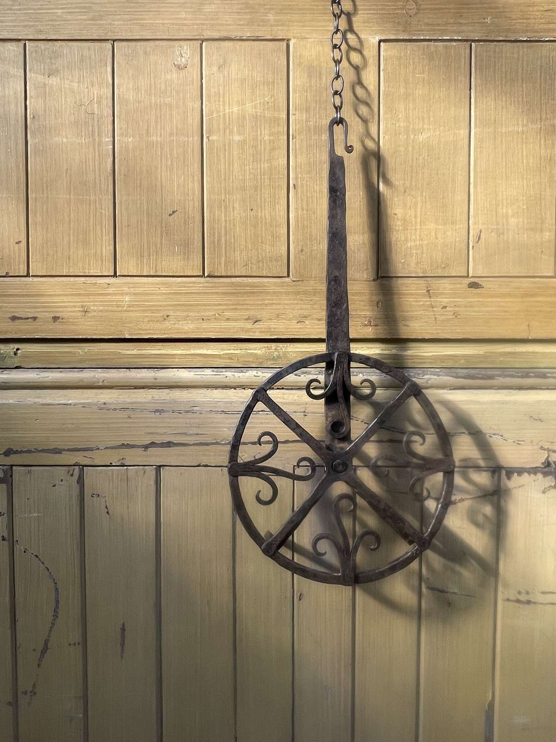 18th Century Swedish large revolving decorative hand wrought grid-iron