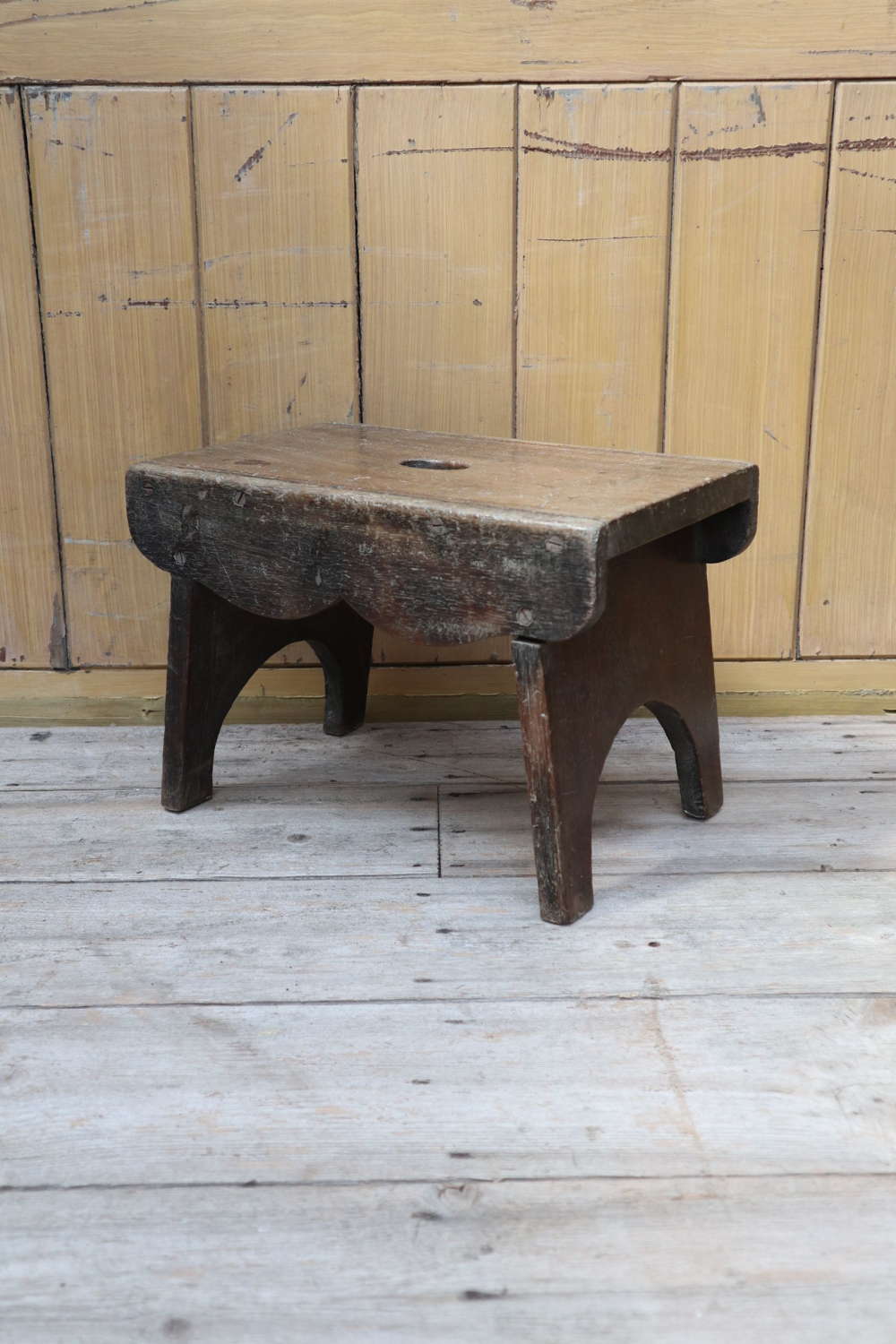 19th Century Scottish vernacular decorative creepie or boarded stool