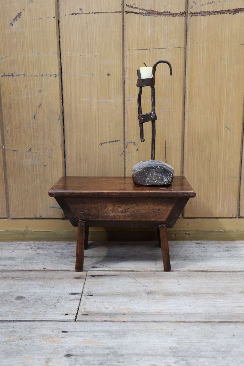 19th Century Scottish vernacular small creepie stool / candle stand