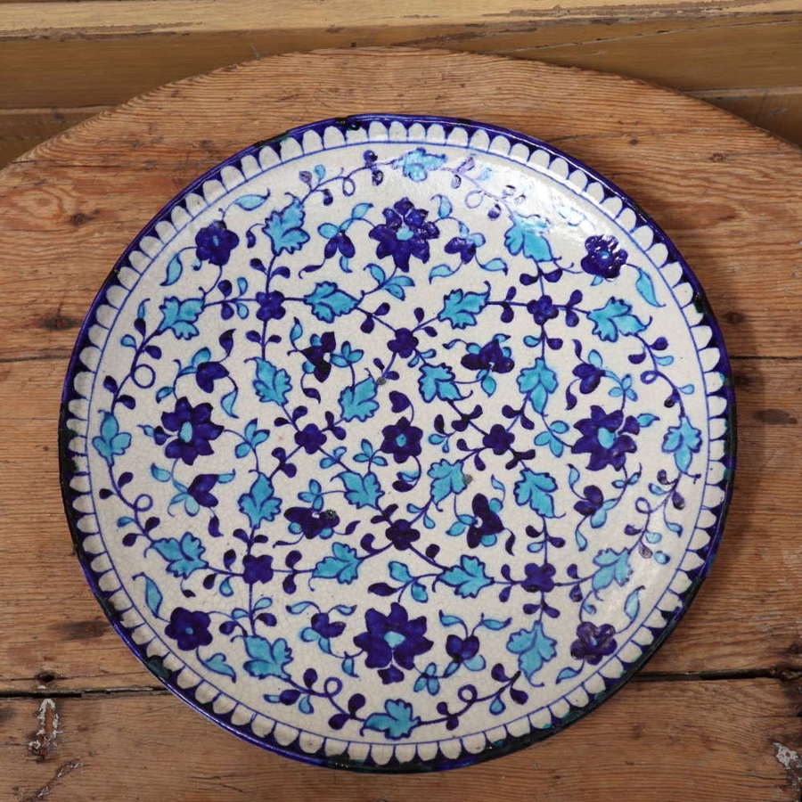 Late 18th Century Multan-ware turquoise & blue foliate design platter