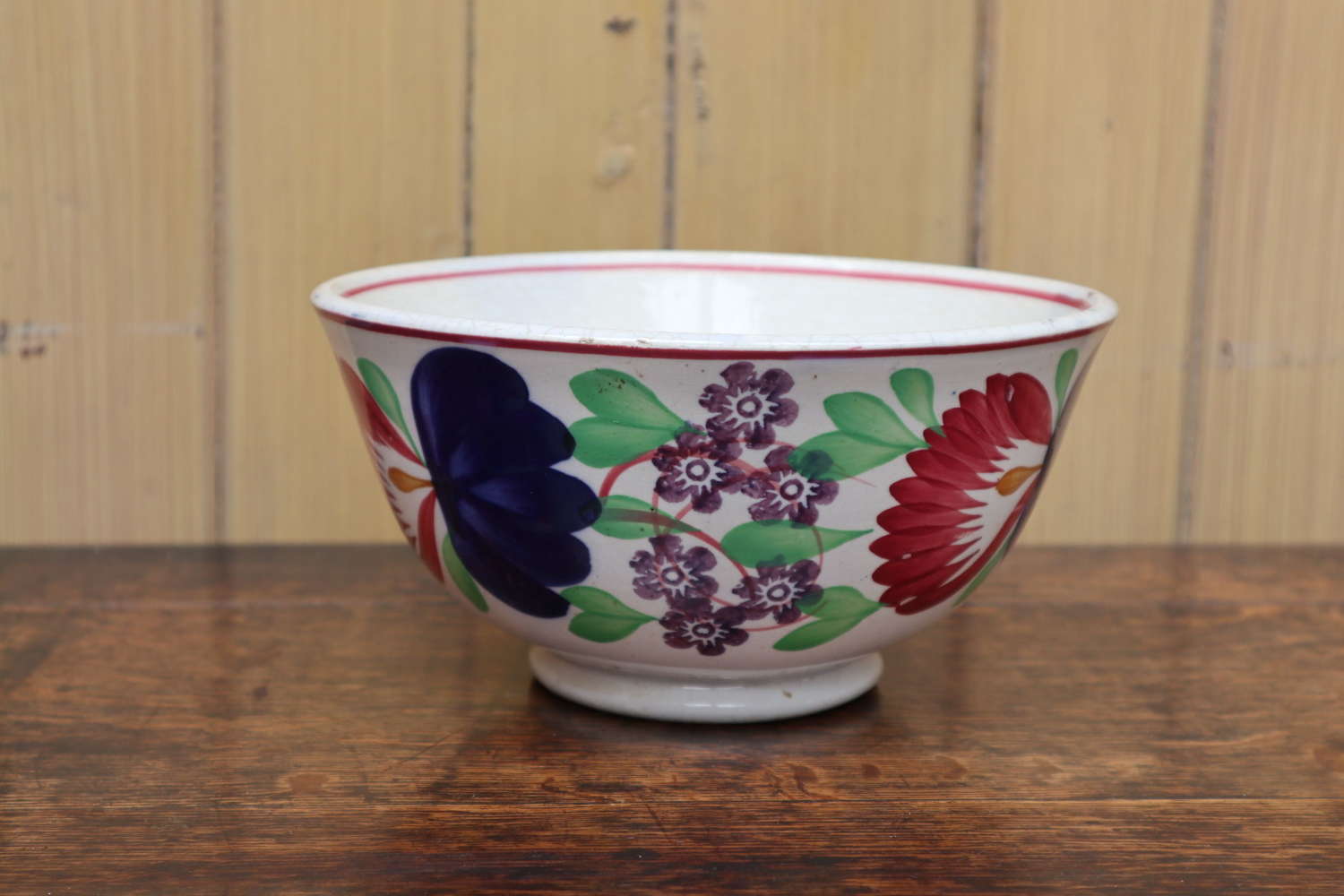 Early 20th Century Scottish spongeware floral print bowl, Kirkcaldy