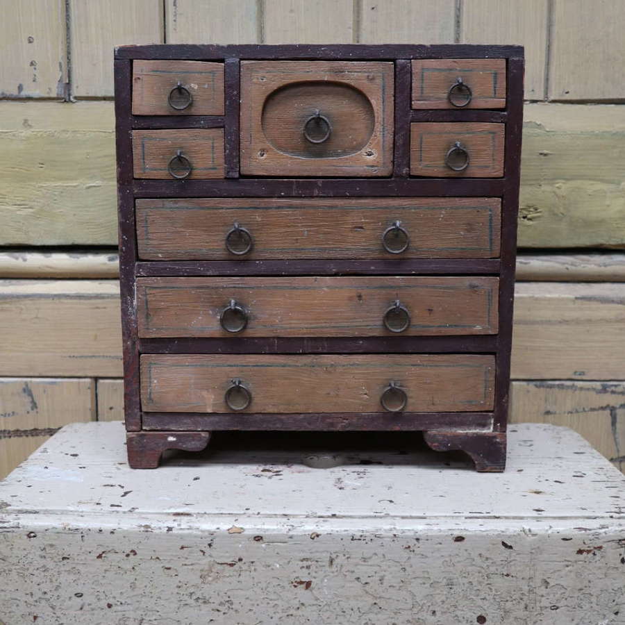 Scottish vernacular folk art paint miniature chest of drawers c.1900