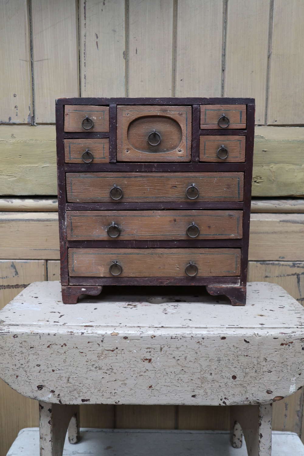 Scottish vernacular folk art paint miniature chest of drawers c.1900