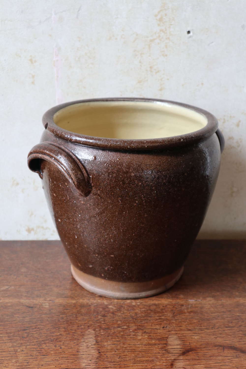 19th Century Scottish vernacular earthenware pottery milk crock.