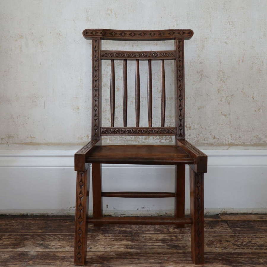 Scottish vernacular Caithness chip-carved crofter chair c.1918-1939
