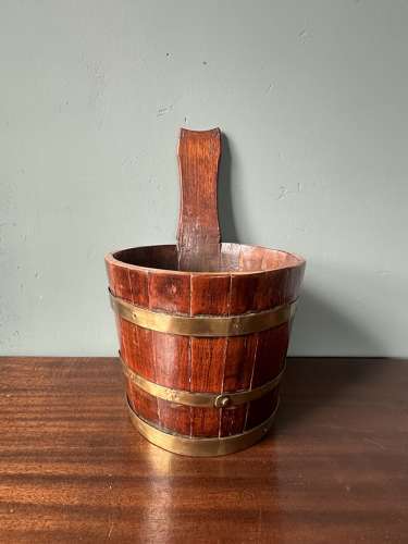 19th Century Scottish vernacular treen 'luggie' staved & brass vessel