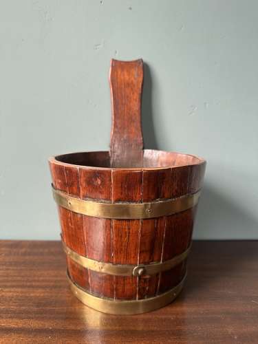 19th Century Scottish vernacular treen 'luggie' staved & brass vessel