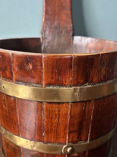 19th Century Scottish vernacular treen 'luggie' staved & brass vessel