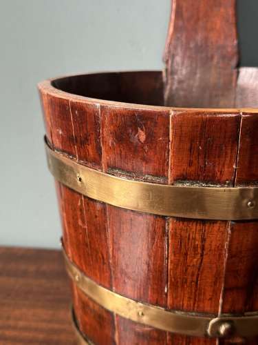 19th Century Scottish vernacular treen 'luggie' staved & brass vessel