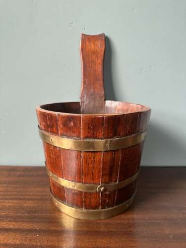 19th Century Scottish vernacular treen 'luggie' staved & brass vessel