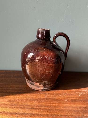19th Century Scottish glazed earthenware whisky flagon