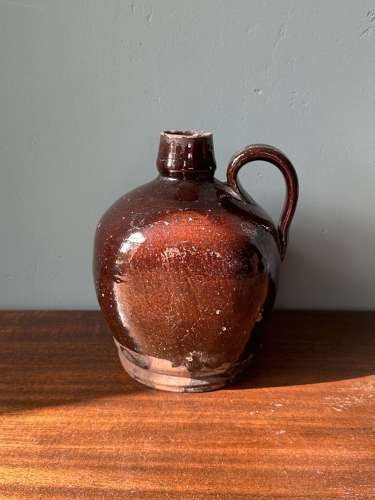 19th Century Scottish glazed earthenware whisky flagon