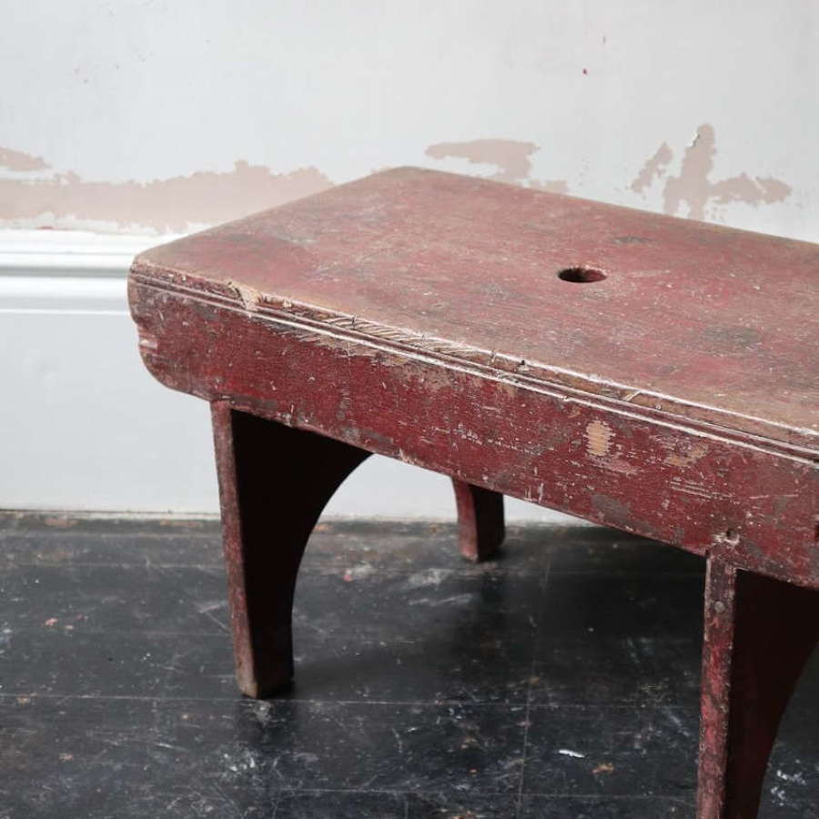 19th Century Scottish vernacular red painted creepie or boarded stool