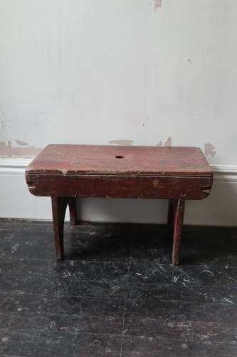 19th Century Scottish vernacular red painted creepie or boarded stool