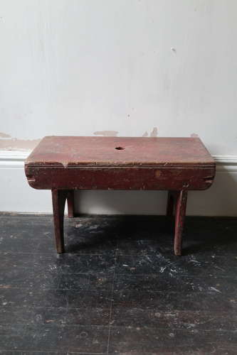 19th Century Scottish vernacular red painted creepie or boarded stool