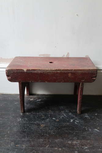 19th Century Scottish vernacular red painted creepie or boarded stool