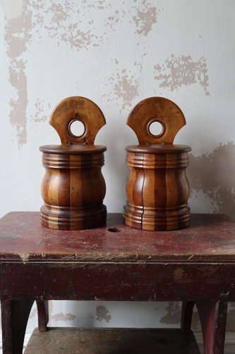 19th Century Pair of Scottish vernacular wall hanging staved salt box