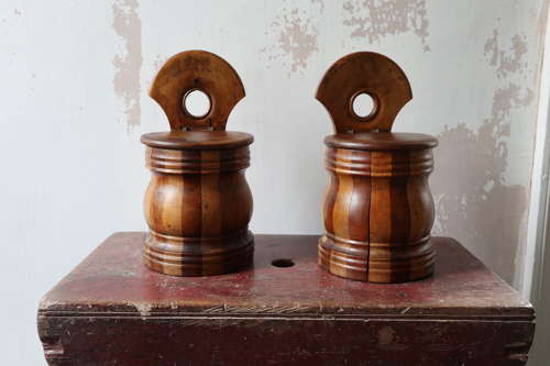 19th Century Pair of Scottish vernacular wall hanging staved salt box