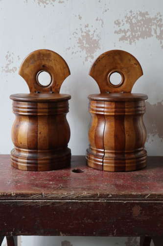 19th Century Pair of Scottish vernacular wall hanging staved salt box