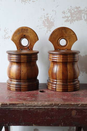 19th Century Pair of Scottish vernacular wall hanging staved salt box
