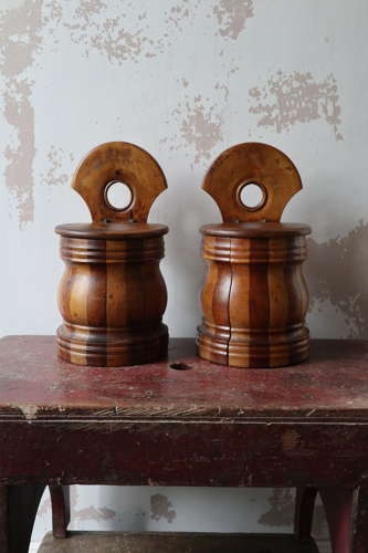 19th Century Pair of Scottish vernacular wall hanging staved salt box