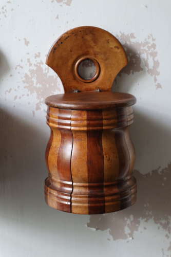 19th Century Pair of Scottish vernacular wall hanging staved salt box