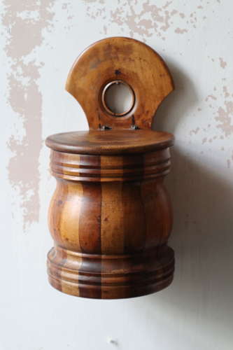 19th Century Pair of Scottish vernacular wall hanging staved salt box