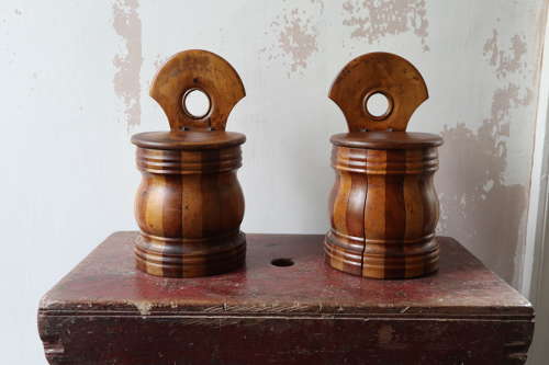 19th Century Pair of Scottish vernacular wall hanging staved salt box