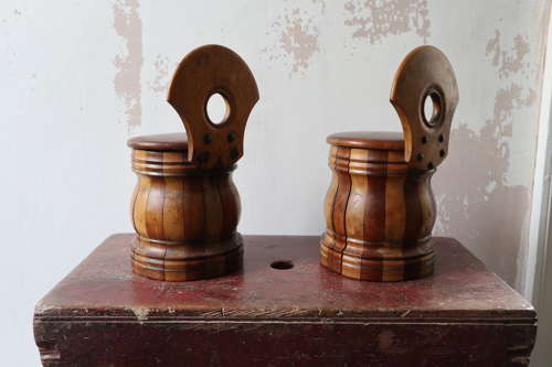 19th Century Pair of Scottish vernacular wall hanging staved salt box