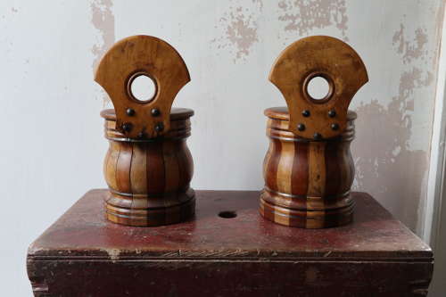 19th Century Pair of Scottish vernacular wall hanging staved salt box
