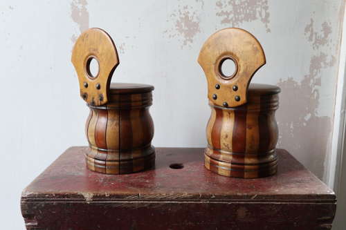 19th Century Pair of Scottish vernacular wall hanging staved salt box