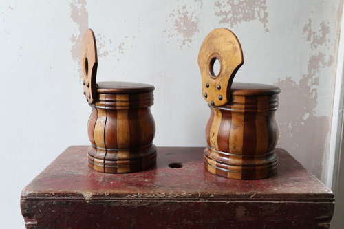19th Century Pair of Scottish vernacular wall hanging staved salt box