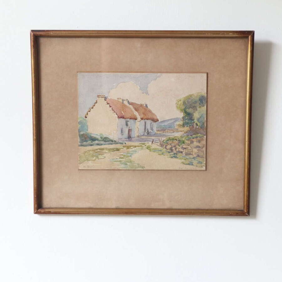 20th Century Irish vernacular cottage watercolour 'In Donegal'