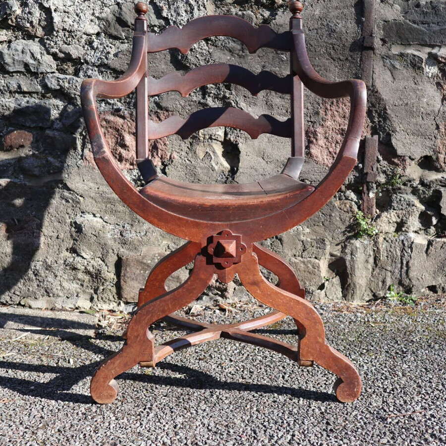 Late Victorian Ladder back X-frame armchair c.1900