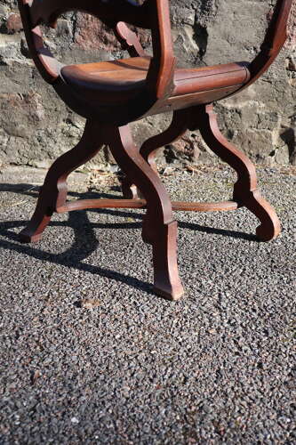 Late Victorian Ladder back X-frame armchair c.1900