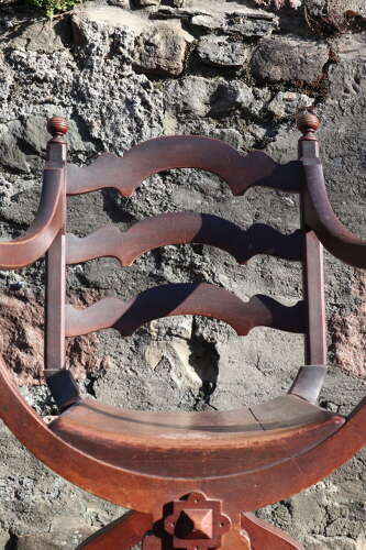 Late Victorian Ladder back X-frame armchair c.1900